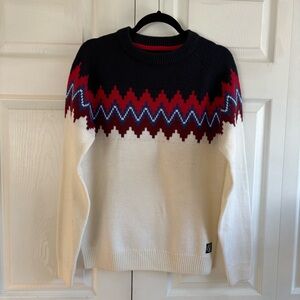 Vintage Angelo Litrico Fisherman Fair Isle Nordic White Sweater S Christmas Wool